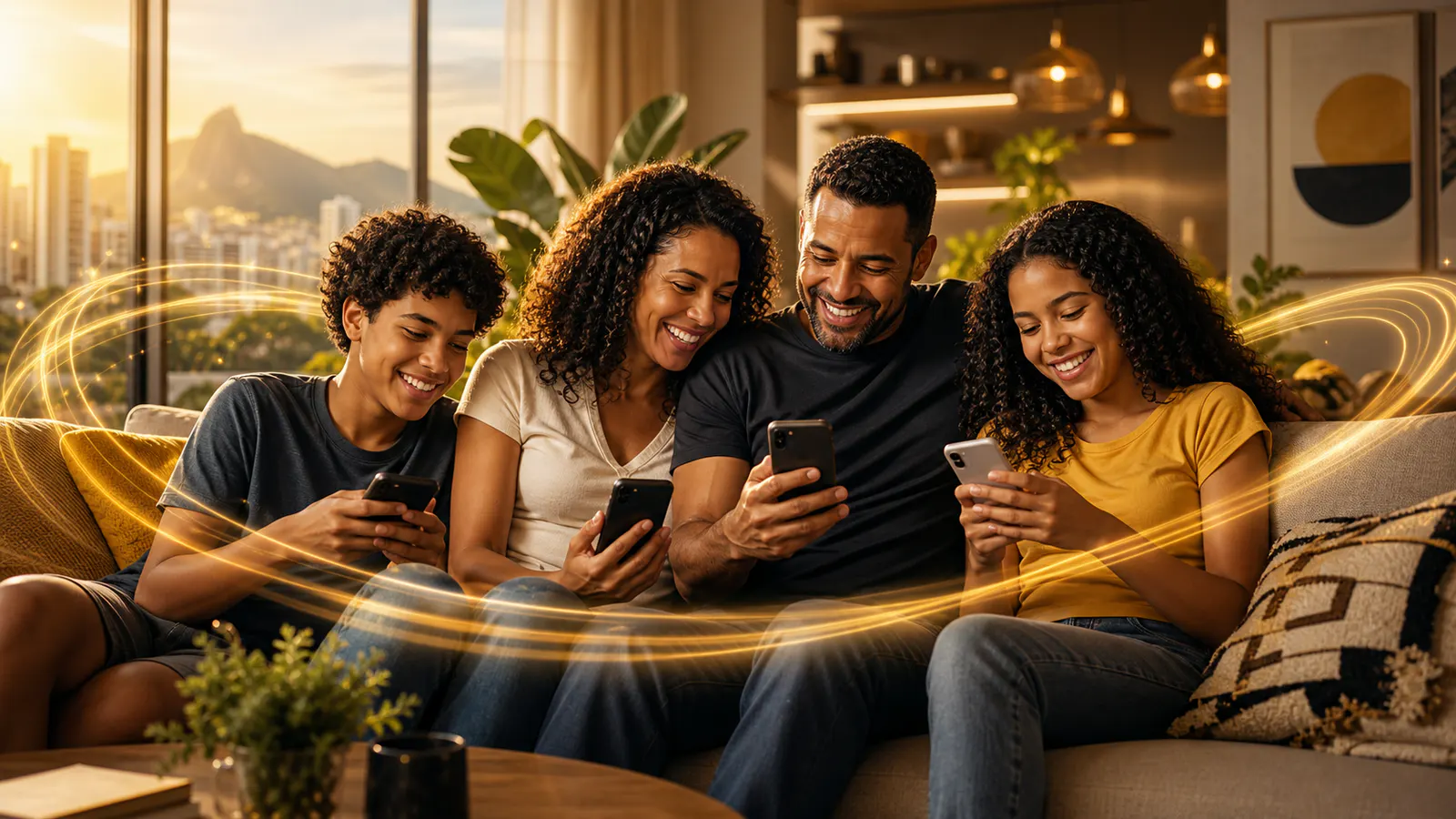 Família conectada em uma experiência Fynix